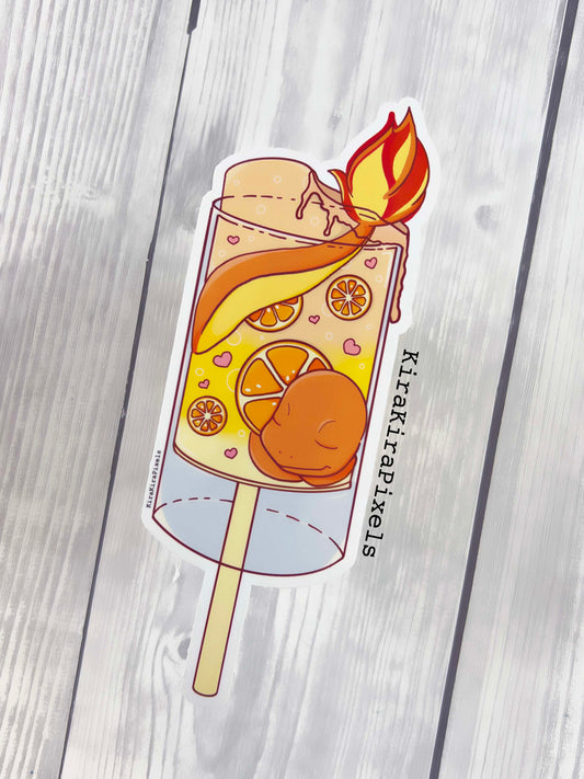 Charmander Push Pop Vinyl Stickers. Kawaii Desserts Pokemon Edition Sticker.