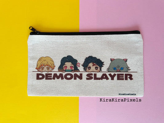 Demon Slayer Canvas Zipper Bag. Pencil/Makeup Pouch