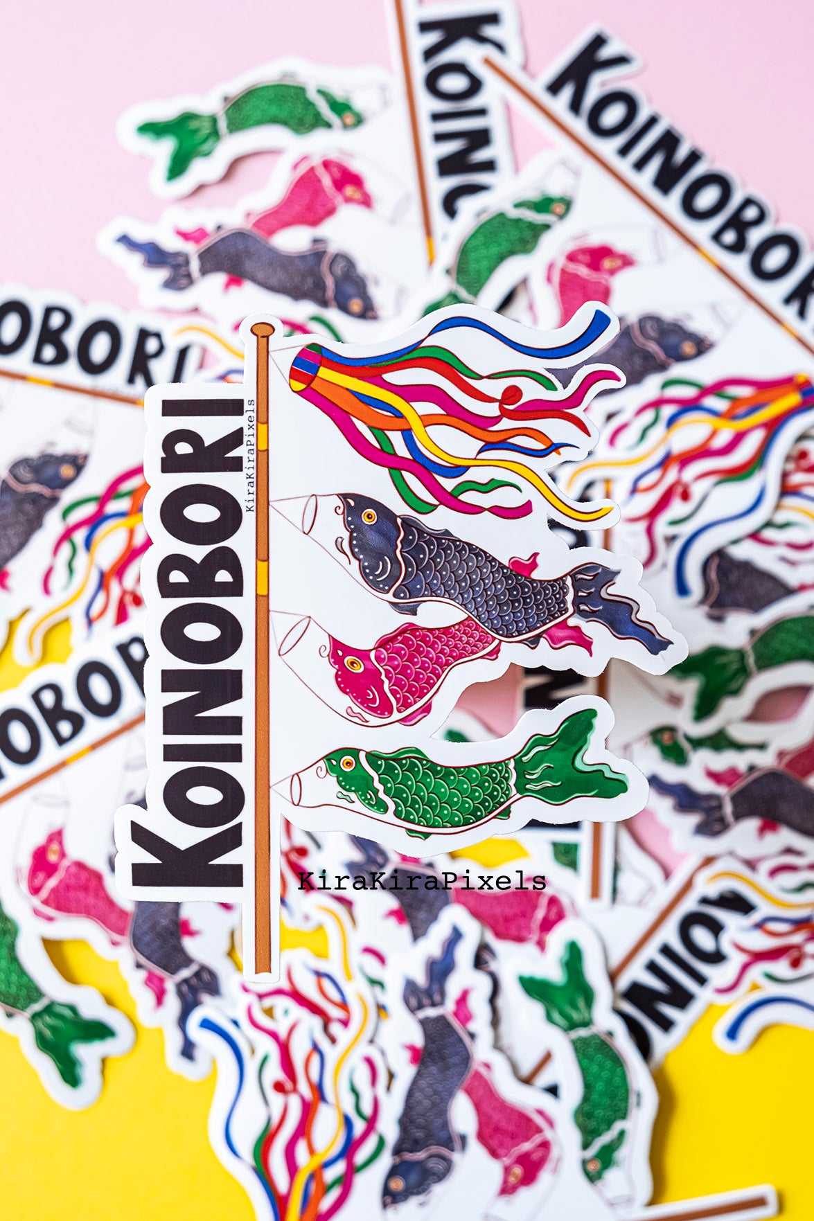 Koinobori (Carp Flag) vinyl sticker. Decorate your Children's Day photos with these colorful vinyl sticker.