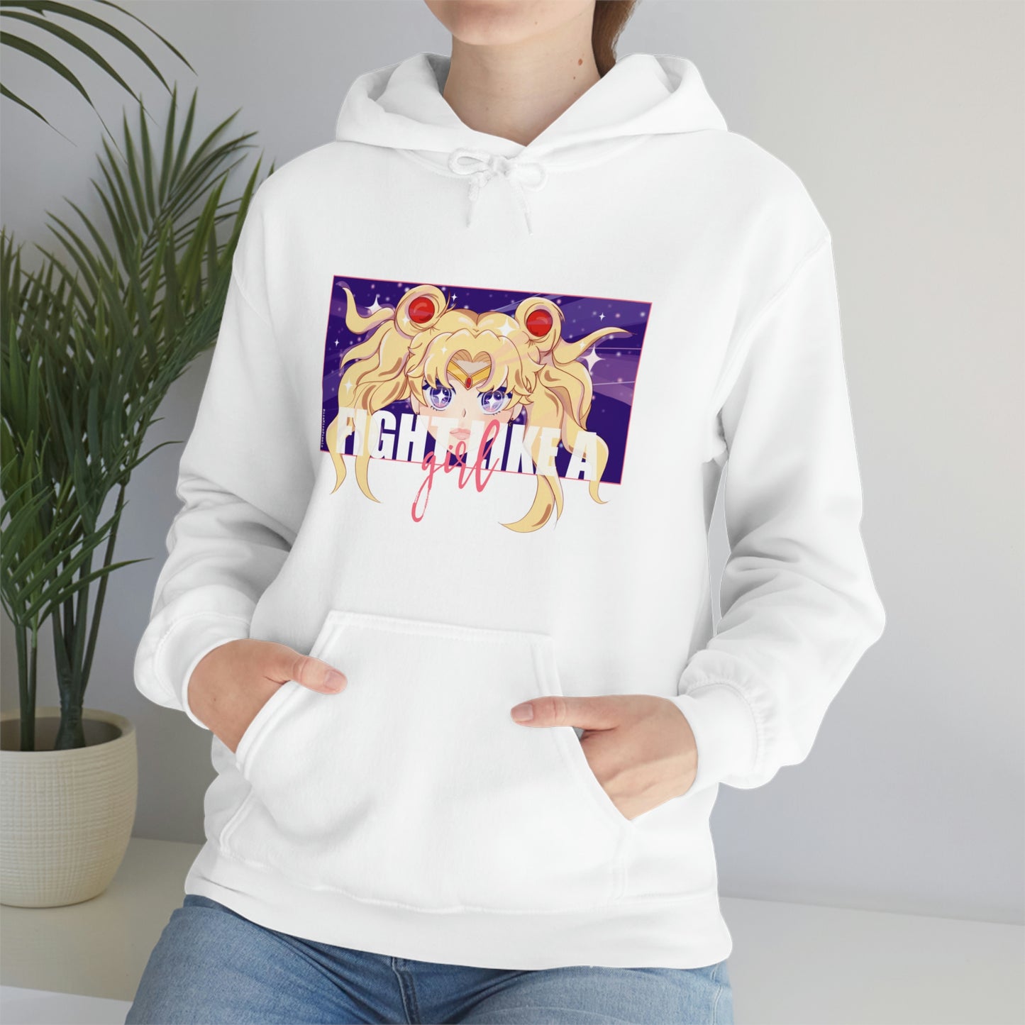 Sailor Moon, Fight like a girl white hoodie. In the name of the moon!