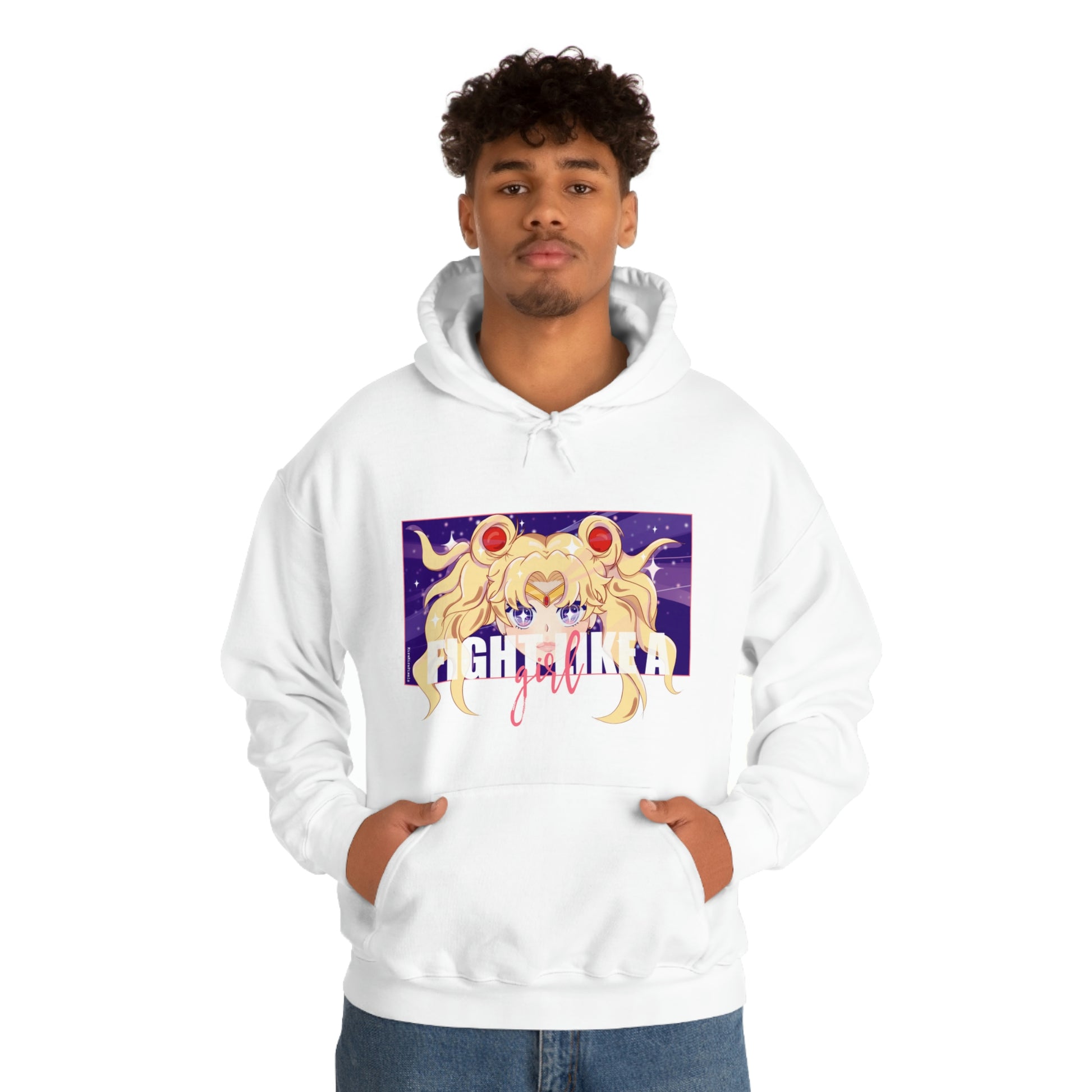 Sailor Moon, Fight like a girl white hoodie. In the name of the moon!