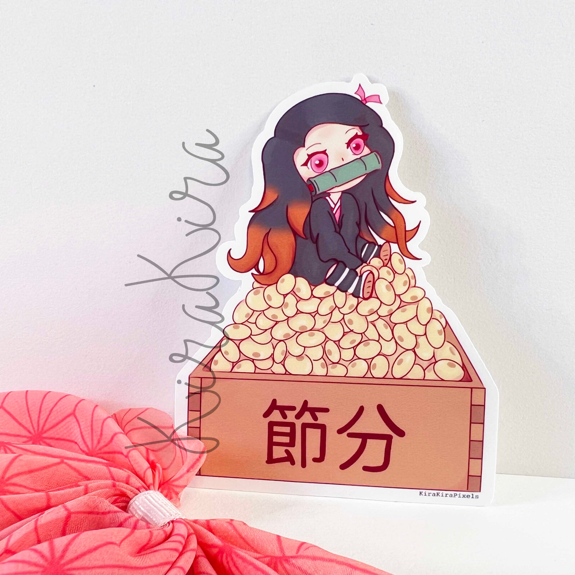 Nezuko from Demon Slayer Sticker. Setsubun Seasonal Sticker. Japan