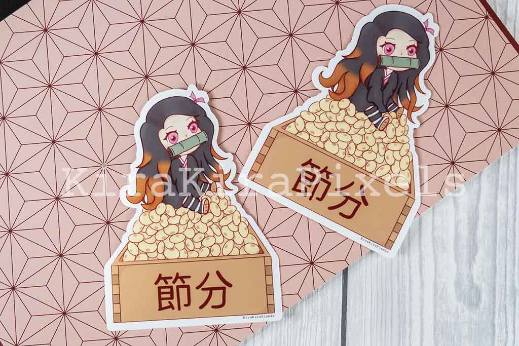 Nezuko from Demon Slayer Sticker. Setsubun Seasonal Sticker. Japan