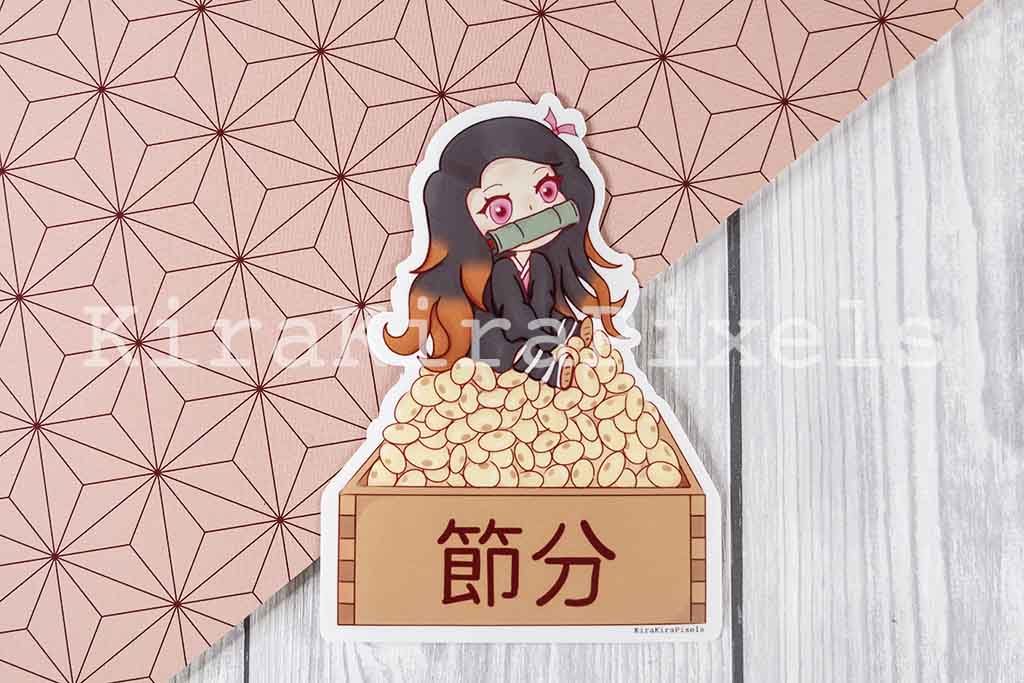 Nezuko from Demon Slayer Sticker. Setsubun Seasonal Sticker. Japan