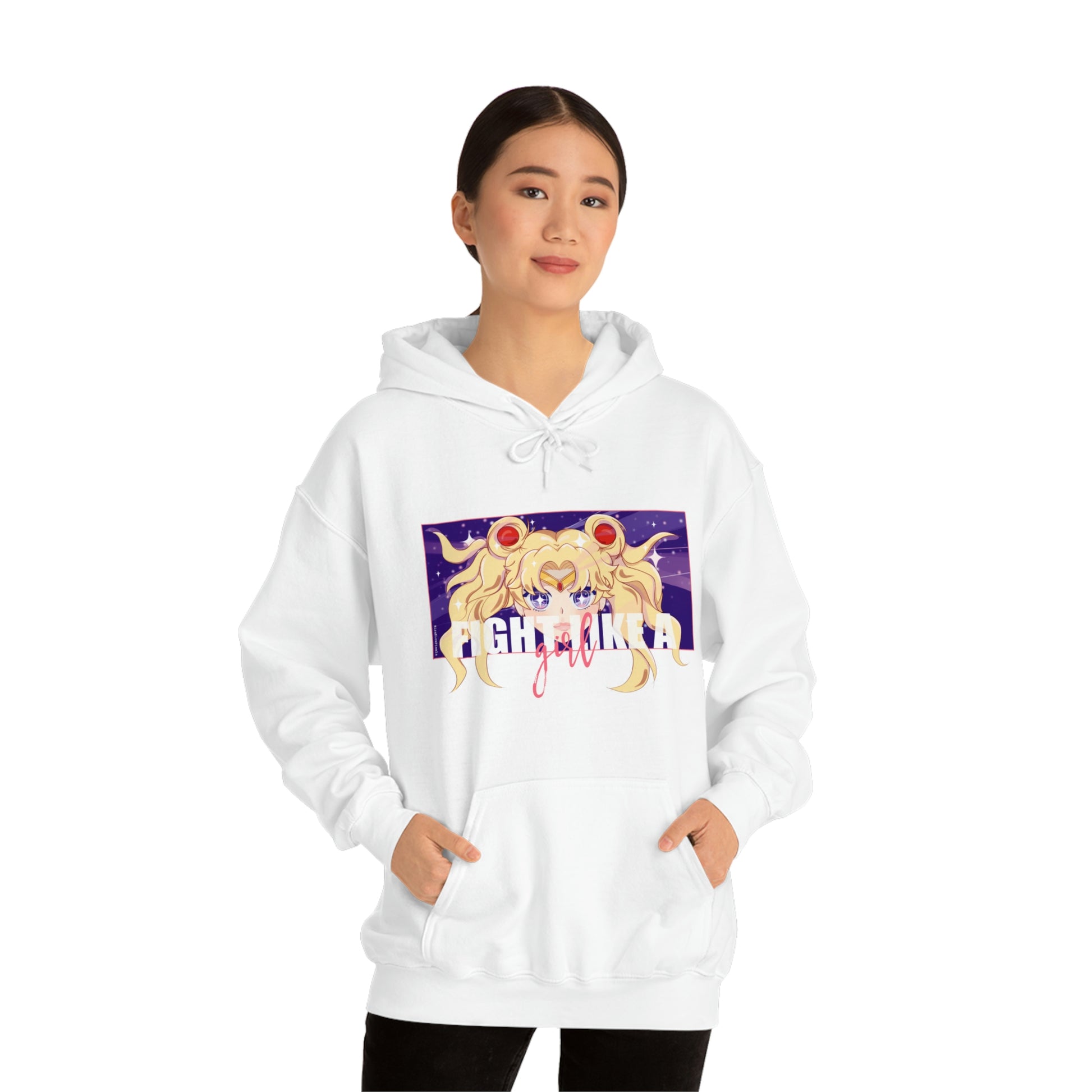 Sailor Moon, Fight like a girl white hoodie. In the name of the moon!